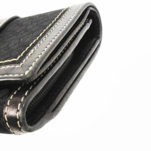 COACH 二つ折り財布 ウォレット キャンバス レザー 革 シグネチャー ベルトデザイン バックル 黒 ブラック