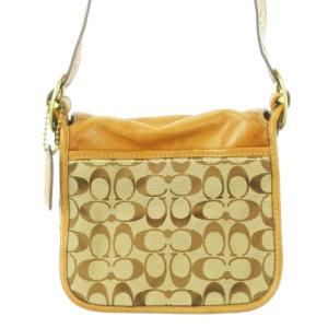 COACH ショルダーバッグ キャンバス レザー 革 シグネチャー ロゴ型押し 茶 ブラウン 11433 /CK11