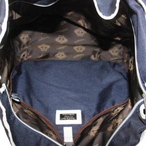 Orobianco トートバッグ ワンショルダー キャンバス レザー 内側総柄 ロゴ 型押し 紺 ネイビー /XZ GY13