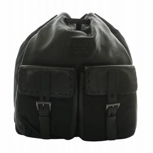 リュックサック 巾着 ナイロン ブラック