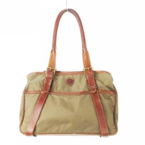 トートバッグ ハンドバッグ ナイロン レザー 革 ロゴ型押し 茶 ブラウン /CK14 GY13