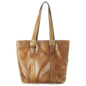 COACH トートバッグ レザー 革 ステッチ ロゴチャーム 茶 ブラウン F11201 /CK17  GY18