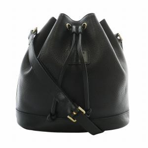 ショルダーバッグ 巾着 レザー 内側ノバチェック ブラック