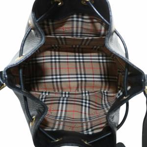 burberrys ショルダーバッグ 巾着 レザー 内側ノバチェック ブラック