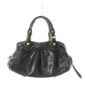 MARC by MARC JACOBS ハンドバッグ 2way ショルダーバッグ レザー 革 シボ革 ロゴプレート ゴールド金具 黒 ブラック