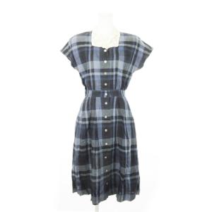 シャツワンピース チェック 7AR ブルー