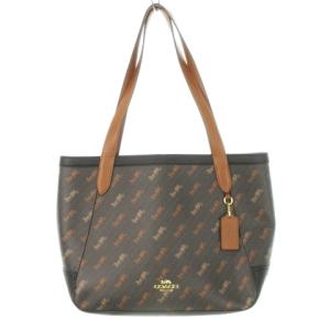 トートバッグ 肩掛け レザー PVC 馬車 ロゴ 総柄 茶 ブラウン C4061 /AH19 GY18