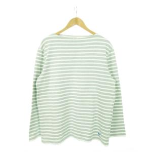 バスクシャツ カットソー ロンT トレーナー ボートネック 長袖 コットン ボーダー 6 XL 緑 グリーン