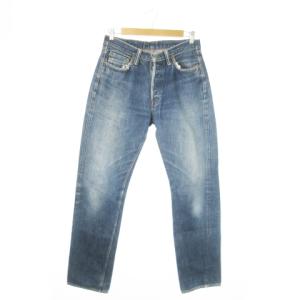 デニムパンツ ジーンズ テーパード ボタンフライ ウォッシュ加工 赤耳 セルビッチ 31 紺 ネイビー