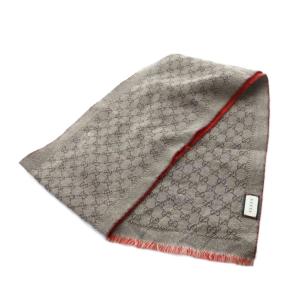 GUCCI マフラー GG柄 ブラウン レッド