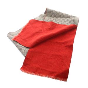 GUCCI マフラー GG柄 ブラウン レッド