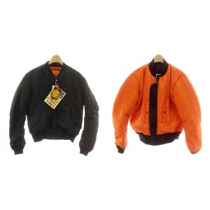 MA-1 COMMERCIAL LOGO フライトジャケット リバーシブル ダブルジップ M 黒 ブラック