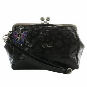 ショルダーバッグ エナメル バタフライ ブラック