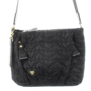 ショルダーバッグ キルティング ナイロン ハート レザー 革 ロゴ 黒 ブラック /CK14 GY18