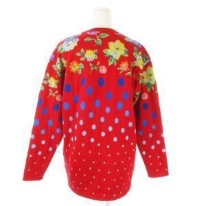 KENZO ニット セーター クルーネック 長袖 インターシャ 花柄 バラ ドット 総柄 2 M 赤 レッド /AO20