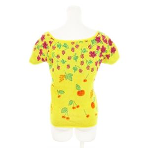 KENZO ニット ニットソー セーター Vネック ハートネック 半袖 ジャガード インターシャ フルーツ 花柄 総柄