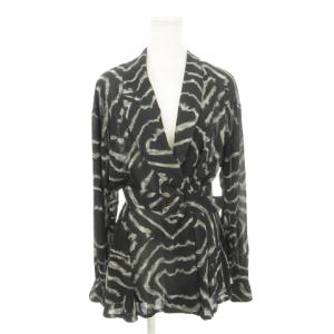 KENZO セットアップ 2点セット ショールカラージャケット ワイドストレートパンツ シアー 総柄 38 M 黒