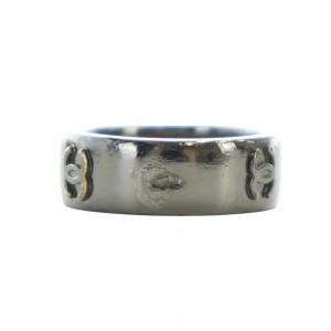 CHANEL 指輪 リング アクセサリー ココマーク ロゴ パール 真珠 チャーム ガンメタルブラック シルバー色 GY11