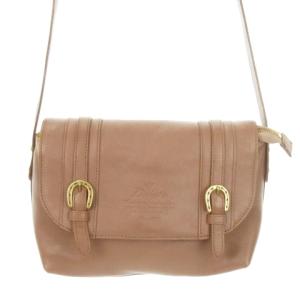 ショルダーバッグ レザー 本革 ロゴ刻印 馬蹄バックル 茶 ブラウン /AH4 GY18