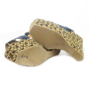 Sergio Rossi スリングバックサンダル ウェッジソール プラットフォーム ジュート エスパドリーユ キャンバス レザー