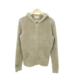 × ロンハーマン Ron Herman ボアパーカー シャギー ダブルジップ ロゴ刺繍 S グレージュ