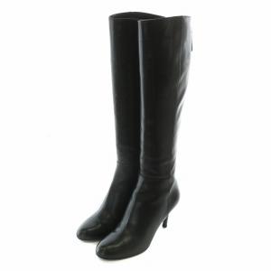 ロングブーツ レザー ポインテッドトゥ ピンヒール 35.5 22.5cm 黒 ブラック /XZ GY18