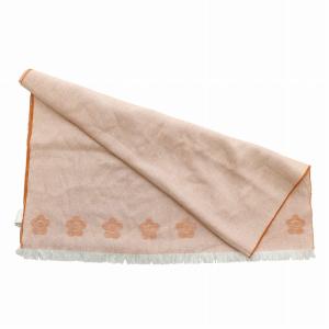 MARY QUANT オックスライクデイジー ストール ショール シルク混 フリンジ オレンジ /XZ GY42