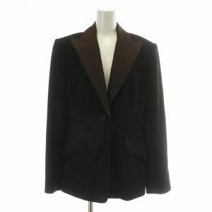テーラードジャケット スモーキング ウール シルク シングル 40 ブラック