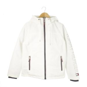 中綿ジャケット フーディー ジップアップ フェイクファー ロゴ M 白 ホワイト /MN16 GY42