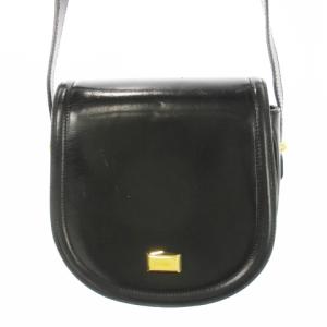 ショルダーバッグ レザー 革 ツヤ ロゴプレート ゴールド金具 黒 ブラック /CK3 GY18