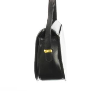 BALLY ショルダーバッグ レザー 革 ツヤ ロゴプレート ゴールド金具 黒 ブラック /CK3 GY18