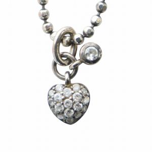 ネックレス アクセサリー ペンダント ロゴ ハート ラインストーン Silver925 シルバー色 GY18