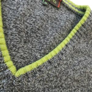 ETRO ニット セーター Vネック 長袖 ライン ロゴ刺繍 M グレー /AO13 GY42