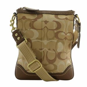 ショルダーバッグ キャンバス レザー シグネチャー 総柄 茶色 ブラウン 10362 /XZ GY18