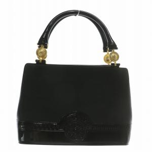 ハンドバッグ エナメル サンバースト ブラック