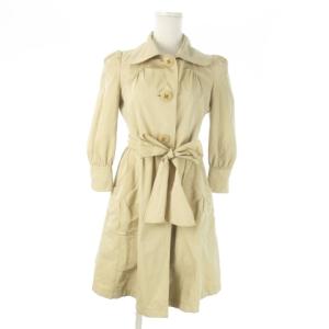 ステンカラーコート 七分袖 ギャザー ベルト 裏ノバチェック 36 S ベージュ /AO9 GY42