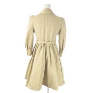 BURBERRY BLUE LABEL ステンカラーコート 七分袖 ギャザー ベルト 裏ノバチェック 36 S ベージュ /AO9 GY42