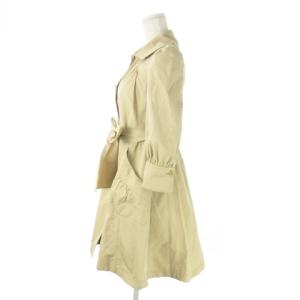 BURBERRY BLUE LABEL ステンカラーコート 七分袖 ギャザー ベルト 裏ノバチェック 36 S ベージュ /AO9 GY42