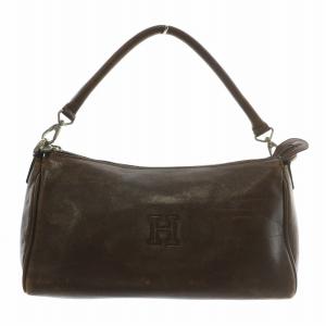 ハンドバッグ レザー ロゴ 型押し 茶色 ブラウン /XZ GY18