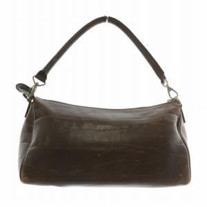 HIROFU ハンドバッグ レザー ロゴ 型押し 茶色 ブラウン /XZ GY18