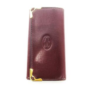 キーケース マストライン スリム レザー 革 ロゴ型押し 4連 ゴールド金具 赤 レッド /CK29 GY18