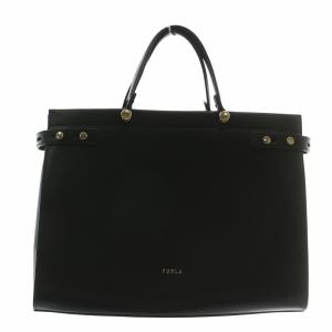 LADY M L TOTE ハンドバッグ トート ショルダー 2WAY レザー ロゴ 黒 ブラック BAWB01L