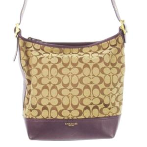 ショルダーバッグ キャンバス レザー 革 シグネチャー ロゴ 紫 パープル 25380 /CK14 GY17