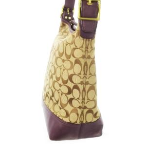 COACH ショルダーバッグ キャンバス レザー 革 シグネチャー ロゴ 紫 パープル 25380 /CK14 GY17