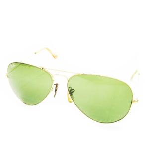 B&L サングラス アイウェア メタルフレーム ティアドロップ グリーンレンズ ゴールドカラー /AH3