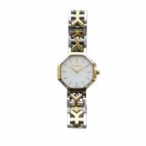 YVES SAINT LAURENT 腕時計 ウォッチ クォーツ 白文字盤 ロゴ ローマン オクタゴン 八角形 ゴールド色 シルバー色 2200-226313