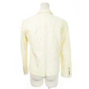 GUCCI テーラードジャケット ジャガード織 シルク混 絹 シングルベント 総柄 花柄 リーフ柄 42 L 白 ホワイト