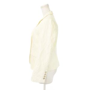 GUCCI テーラードジャケット ジャガード織 シルク混 絹 シングルベント 総柄 花柄 リーフ柄 42 L 白 ホワイト