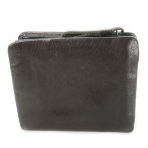 genten 二つ折り財布 ウォレット 小銭入れあり レザー 革 シボ革 ロゴ型押し 焦げ茶 ダークブラウン /CK26