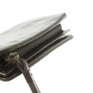 genten 二つ折り財布 ウォレット 小銭入れあり レザー 革 シボ革 ロゴ型押し 焦げ茶 ダークブラウン /CK26